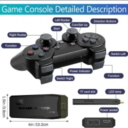 GameStick 2.4G Wireless Controller 4K HD Console Built-in 10k+ Retro Games AX66 Black Edition image 2