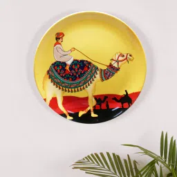 kolorobia Yellow Bone China Princely Camel Inspired Home Decor Wall Plate 10 Inch-picture-1