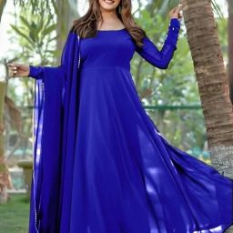 Solid Georgette Stitched Anarkali Gown-image-71