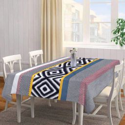 arrabi Geometric Design (72x52) Grey Cotton Blend Table Cloth-picture-13