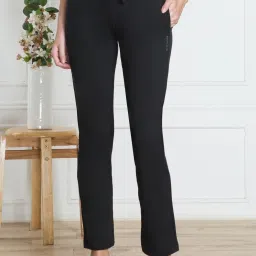 Drawstring Waist And Reflective Trim Women Printed Black Track Pants-picture-8