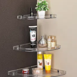 istar Multipurpose Use Unbreakable Corner Storage(8 Inch,10 Inch,12 Inch) Plastic, Crystal Wall Shelf-picture-9