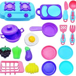 Kitchen Play Set Toys Girls Cooking Kitchen Set Pretend Play Food Party Role Toy-21