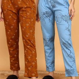 Pack of 2 Pure Cotton Printed Lounge Pants Combo of 2 Women Pyjama-image-104