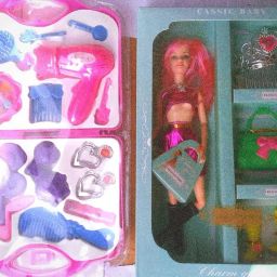 combo Doll House Set, Doll Set for Kids Girls with Foldable Hands & Little Girl's Plastic Cosmetic Play Beauty Salon Makeup Set Toy-14