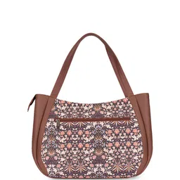 ZOUK Floral Printed Structured Jute Shoulder Bag image 4