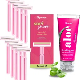 Combo SoftShave Razors 10+Aloe Vera Gel 100ml | Body Hair Removal with Aloe Vera, Women-image-30