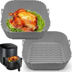 Pack Of 2 SizzleSquare – Silicone Tray for Air Frying Perfection Airfryer Tray-picture-27
