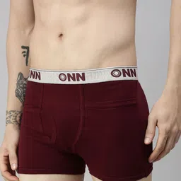 ONN  Men Pack of 5 Solid Cotton Outer Elastic Trunks ONN_260_AST_5PC image 4