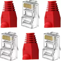 SVDK 12 Sets of RJ45 Network Connectors and Boot Caps combo, Crimp Network Connectors Lan Adapter-13