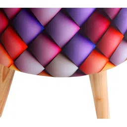 Shadowkart Red &Yellow  Geometric Printed Round Velvet Tufted Ottomans image 4