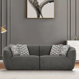 casacraft from pepperfry Palm Spring Fabric 3 Seater Sofa in Dark Grey Colour-picture-4