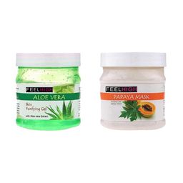 FEELHIGH Set Of 2 Aloe Vera Gel And Papaya Mask - 500gm Each-7
