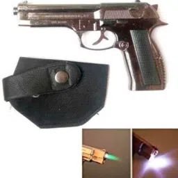 ™ Heavyweight Revolver Gun Shaped Red Torch Jet Flame Refillable Butane Gas System Lighter | Heavy Weight And Metal Body With Stainless Steel Gun | Leather Coated Cover Attach For Hanging | Best Gifting Purpose For Lighter Users | myfirstdot Pocket Lighter-image-22