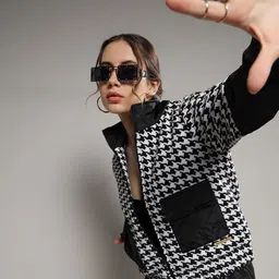 Campus Sutra Self Design Windcheater Open Front Jacket image 2