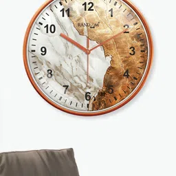 RANDOM White & Peach-Coloured Printed Contemporary Wall Clock image 3
