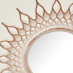 Home Centre Set Of 3 White & Brown Mirrors And Clock image 4
