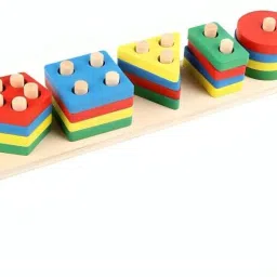 Wooden Shape Sorter and Stacking Toy | Wooden Intelligence Puzzle for Kids-image-18