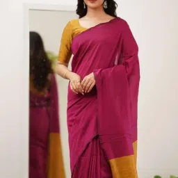 Solid/Plain Handloom Pure Cotton Saree-image-91