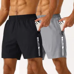 Pack of 2 Solid Men Multicolor Basic Shorts, Gym Shorts, Regular Shorts, Running Shorts-image-16