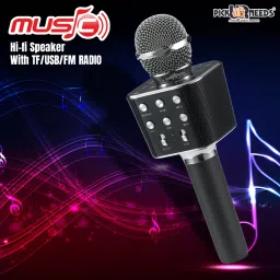 make ur wish Karaoke Duplex Bluetooth Mic Wireless Bluetooth Microphone Connection Player Speaker 2-in1 With Recording + USB + FM mic image 2