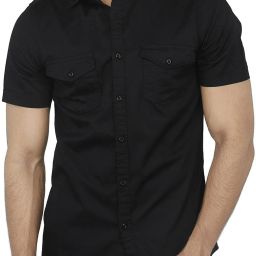 Men Slim Fit Solid Spread Collar Casual Shirt-image-80
