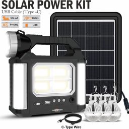 Rechargeable 50W Mini Solar Emergency Inverter Light with LED Bulbs Torch-image-53