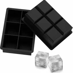 6 Cavity Large Size Flexible Ice Cube Square Molds for Whiskey and Cocktails Black Silicone Ice Cube Tray-19