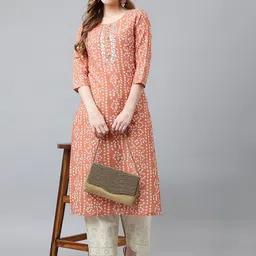 Khushal K Bandhani Printed Thread Work Kurta-image-4