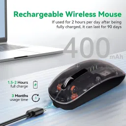 JAXTER Pureview Transparent Wireless and Bluetooth Rechargeable Mouse Wireless Ambidextrous OpticalGaming Mousewith Bluetooth image 2