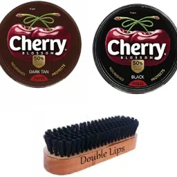 DOUBLE LIPS Cherry Blossom Wax Shoee Polish 15 Grm 2 pc ( Dark Tan + Black ) With Brush 1pc Leather Shoe Wax Polish-image-17