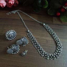 Oxidised Silver Silver Jewel Set-picture-3