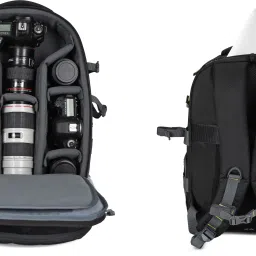 STRAPON LEADER DSLR BACKPACK Camera Bag with Rain Cover Suitable for DSLR Camera with Lens 18 135 Lens-3 Nos 70-200 85mm, F1.8 Flash Battery, Charger Monopod Memory Card and Laptop 15.4inches Camera Bag image 2