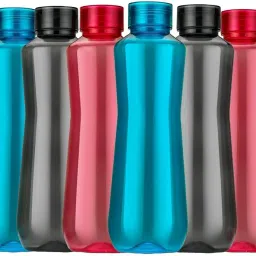 H2O Round Plastic Cap Multicolor 6 Pcs Fridge Water Bottle ( Set Of 6 ) 1000 ml Bottle-image-8