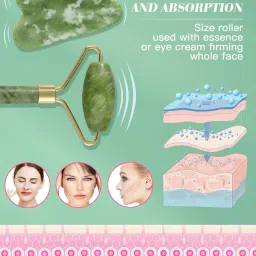 dazzleartenterprise 100% Natural Jade Stone Roller Massager With Gua Sha Tools for Face and Body Ice Cube Massager For Face And Body Massager image 3