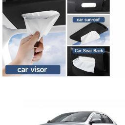 Black Car Tissue Napkin Holder for Sun Visor and Backseat – Universal Fit N8 Vehicle Tissue Dispenser-image-57
