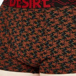 T.T. Mens Desire 100% Combed Cotton Printed Mini Top Elastic Trunk Pack of 2 Black::Orange image 5