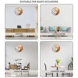 RANDOM White & Peach-Coloured Printed Contemporary Wall Clock image 4