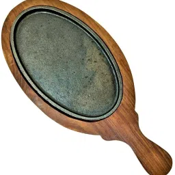 Wooden Base Round Shape With Handle Sizzler Tray-18