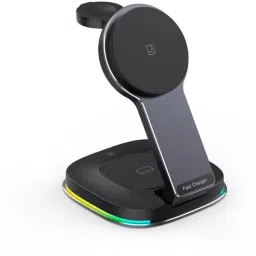 Merish 3-in-1 Wireless Charger for iPhone, AirPods & Apple Watch with LED Light Charging Pad-image-74