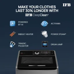 ifb 11 kg 5 Star with DeepClean Technology, PowerSteam, AI Powered,Aqua Energie Fully Automatic Top Load with In-built Heater Grey, Black image 2