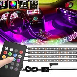 Atmosphere Lights Car LED Light 4pcs 48 LED DC 12V Multicolor Music Light LED Car Fancy Lights-image-51