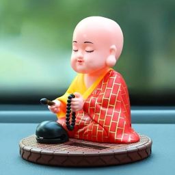 BRAND HUB KARNI - Solar Buddha, Moving Head and Hand both Buddha Monk Statue Decorative Showpiece - 8 cm-image-69
