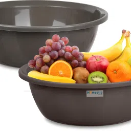 Plastic Multipurpose Storage Basket for office & Home|12 LTR|Pack of 2|Gray Storage Basket-image-3