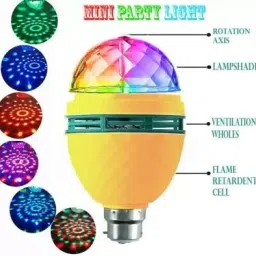 mafya Diwali Sale 360 Degree LED Crystal Rotating Bulb Magic Disco LED Light, LED Rotating Bulb Light Lamp Colorful Magic DJ Laser Light Lighting Disco Party Bulb for Party Home Diwali Decoration, Single Disco Ball image 2