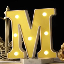 Marquee Alphabet Shaped Led Light for Home Decoration and Wall Lamp, Golden, 1 Piece ( M). Night Lamp-image-54