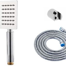 Ultra Slim Hand Shower B02 Pack Of 1 230mm (9" Long) Ultra Slim 100mmx80mm (4"x3") Rectangular Rain Spray SS Hand Shower With 1 Mtr Ss Tube & Hook Shower Head Handheld-29