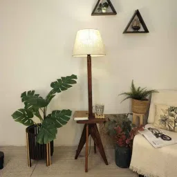 symplify Claude Wooden Shelf Floor Lamp with Wooden Shade & Brown Base-picture-13