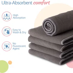 luvlap Reusable Diaper Inserts (Set of 5) 5 Layers Bamboo Charcoal Inserts image 2