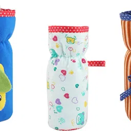 Soft Cotton Stretchable Baby Feeding Bottle Cover With Easy To Hold Strap-image-42